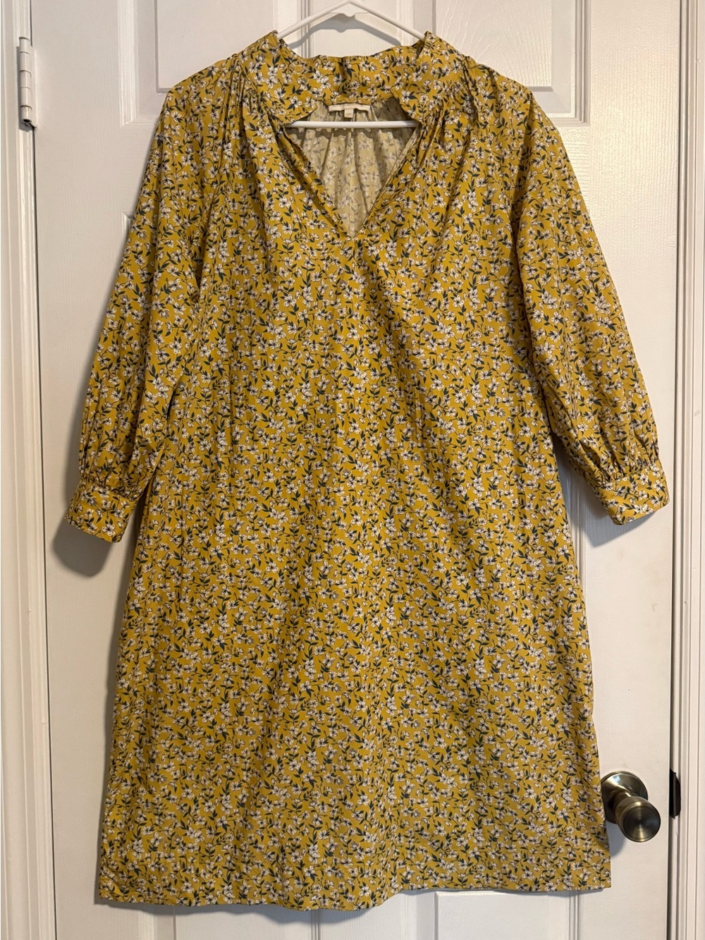 Ann Mashburn Liberty Floral Liya Dress Anaya Yellow 3/4 Sleeve Size XS